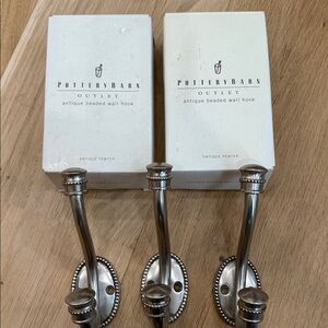 Pottery Barn Pewter Beaded Wall Hooks